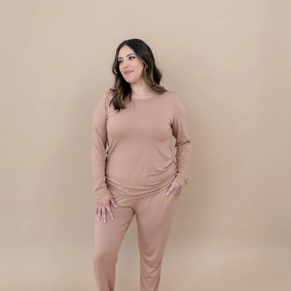 Women's Jogger Pajama Set in Latte