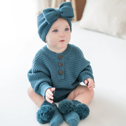 Chunky Knit Romper in Atlantic
