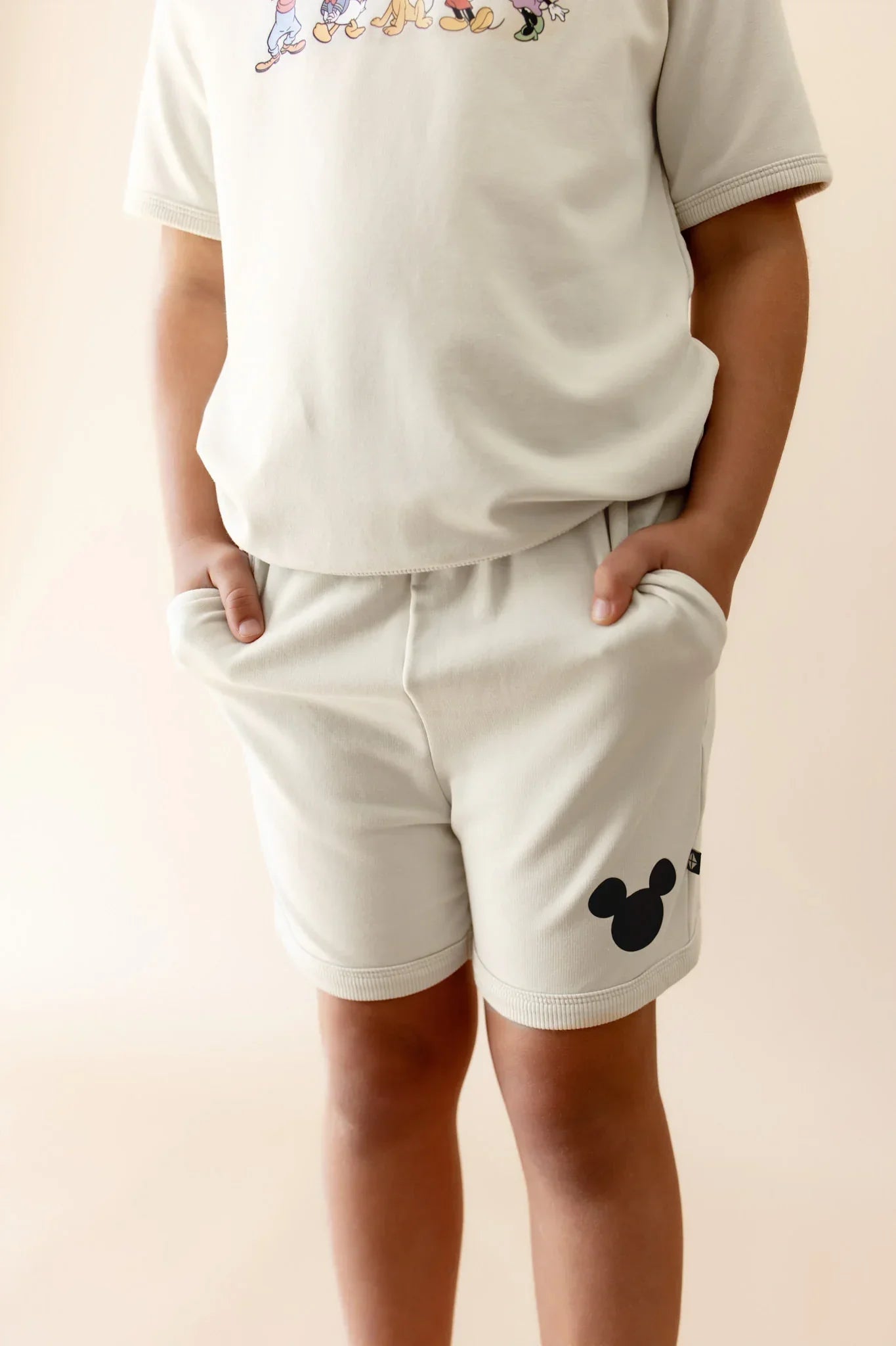 Short Sleeve Jogger Set in Mickey and Friends on Ecru