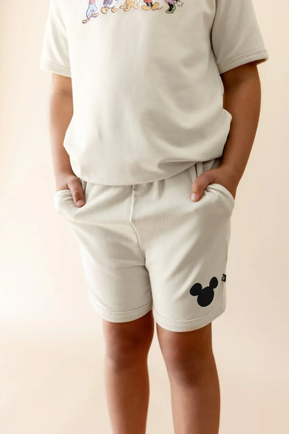 Short Sleeve Jogger Set in Mickey and Friends on Ecru
