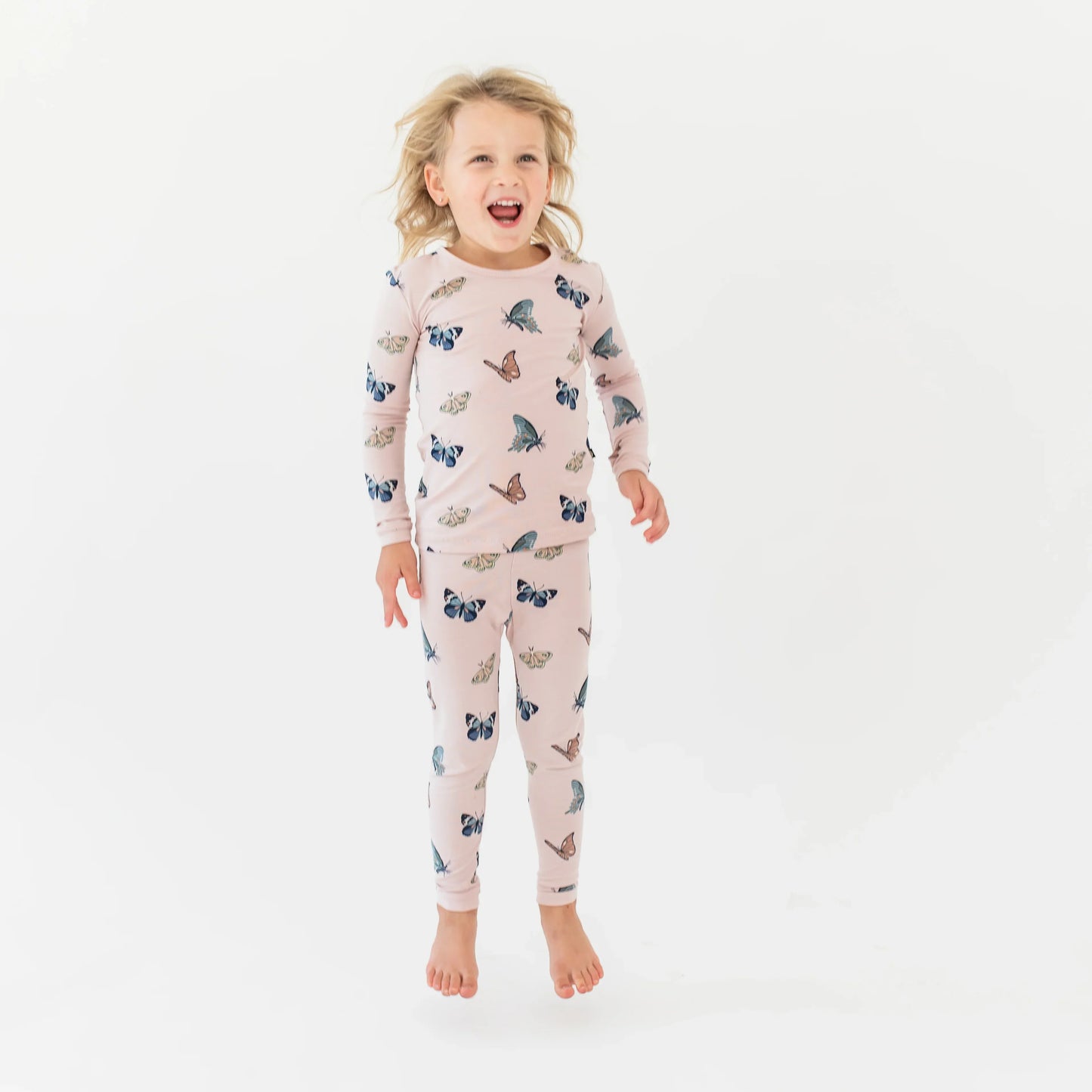 Long Sleeve Pajamas in Blush Butterfly