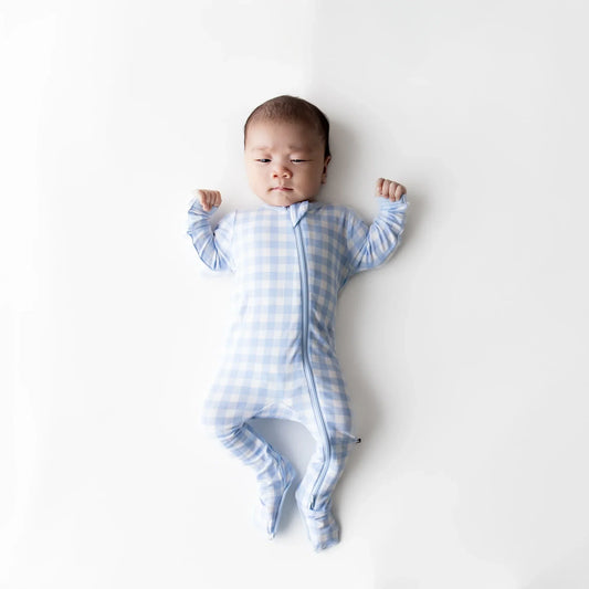 Zippered Footie in Gingham Breeze