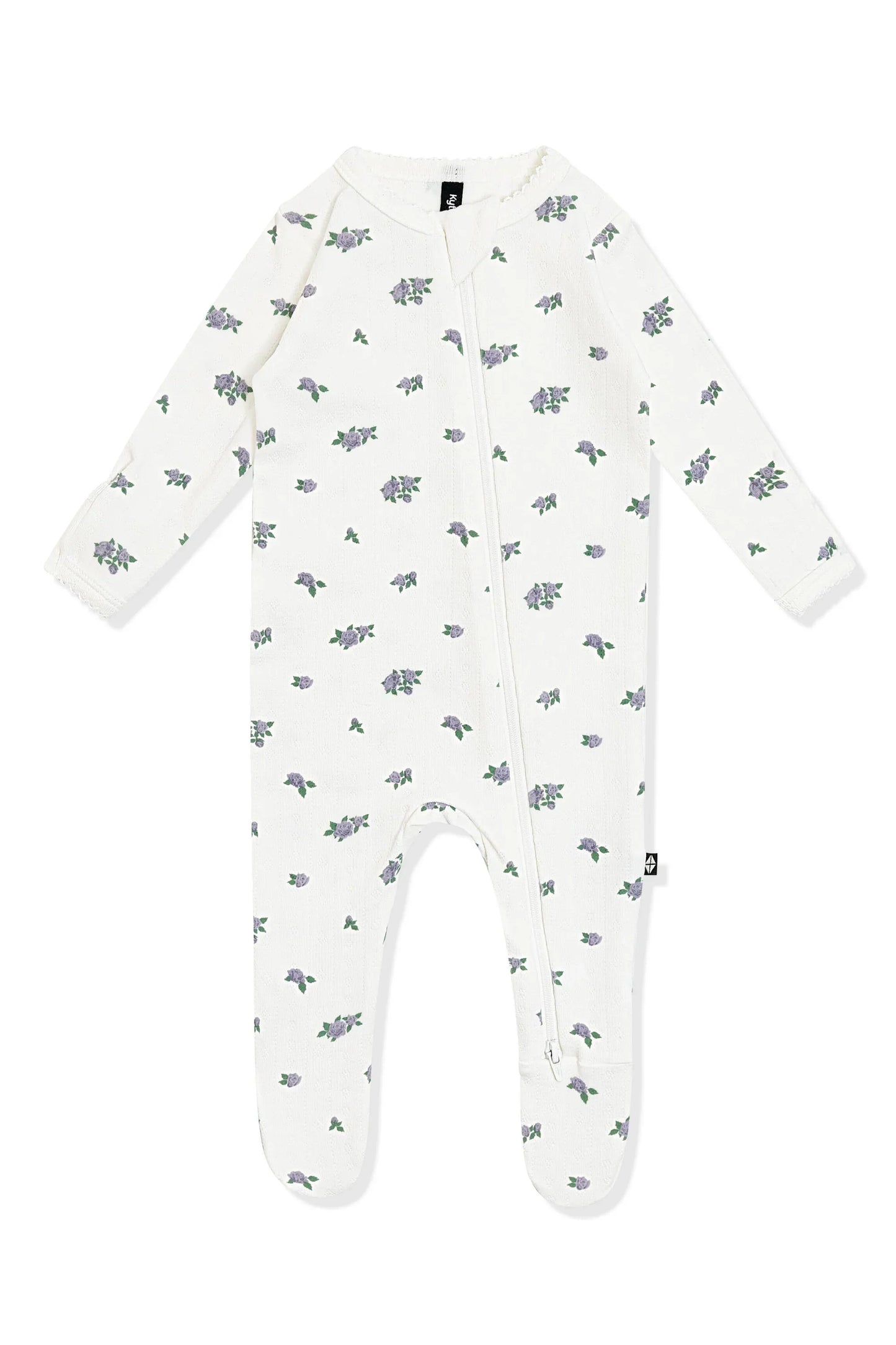 Pointelle Zippered Footie in Spray Rose