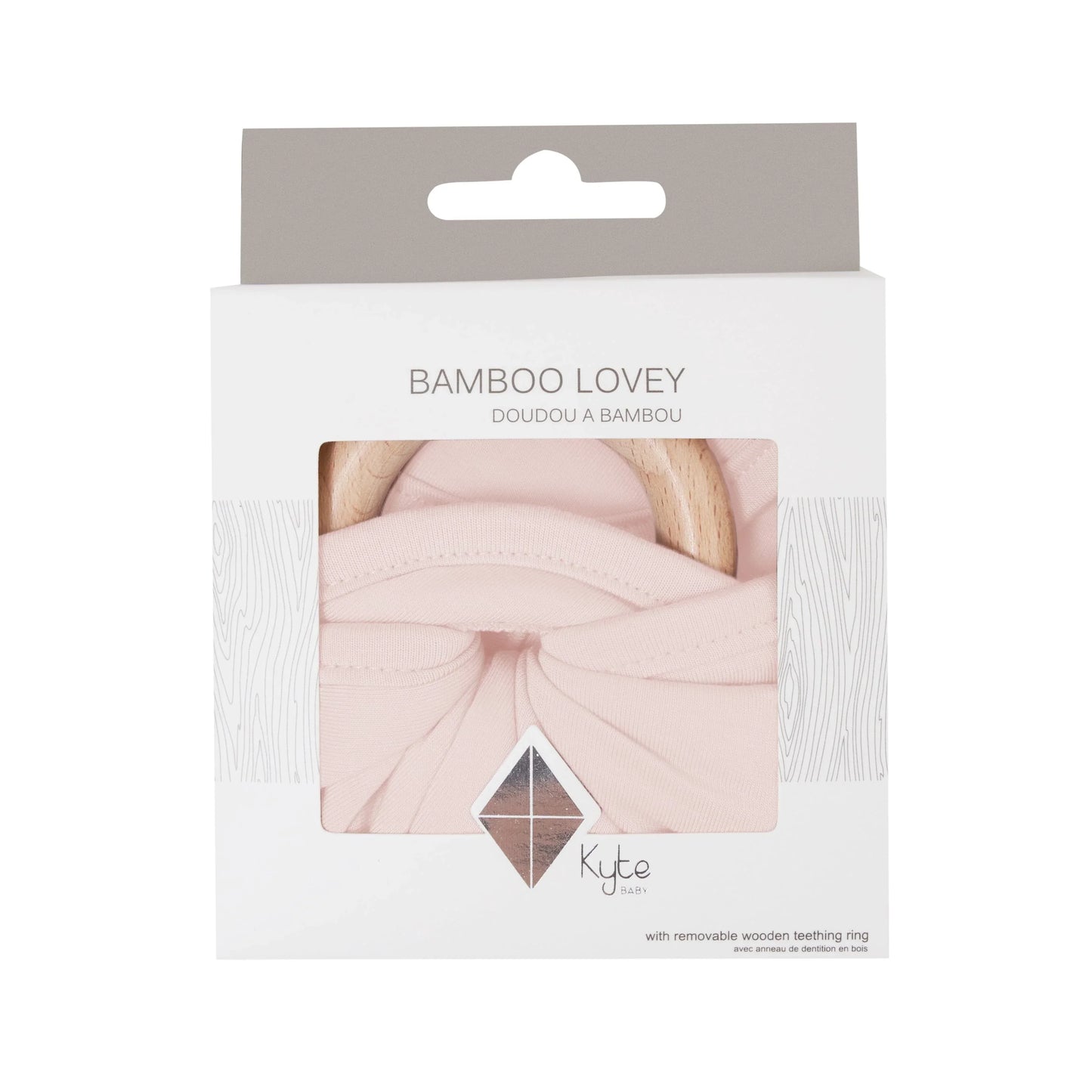 Lovey in Blush with Removable Wooden Teething Ring