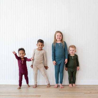 Ribbed Henley Set in Atlantic