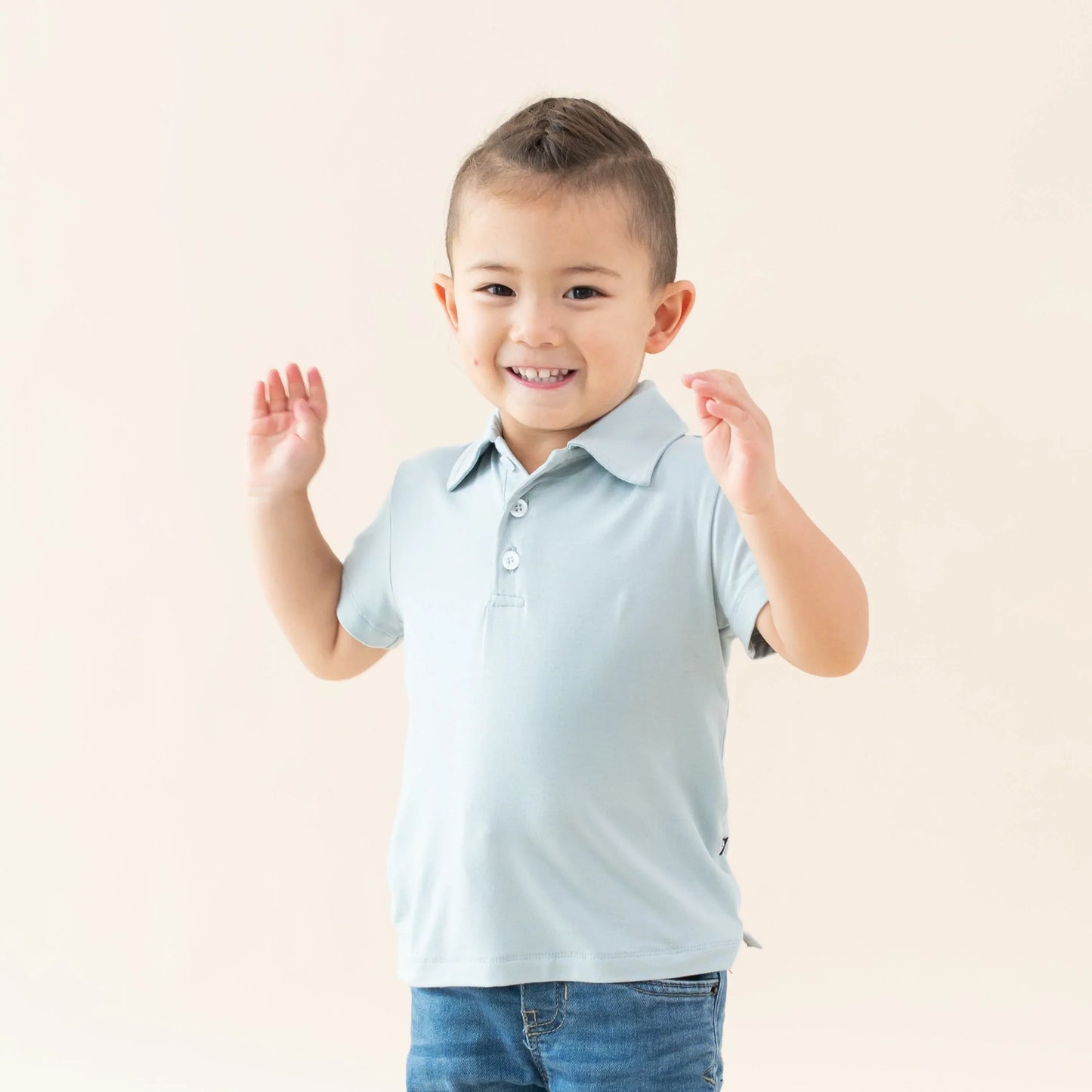 Toddler Short Sleeve Polo in Fog