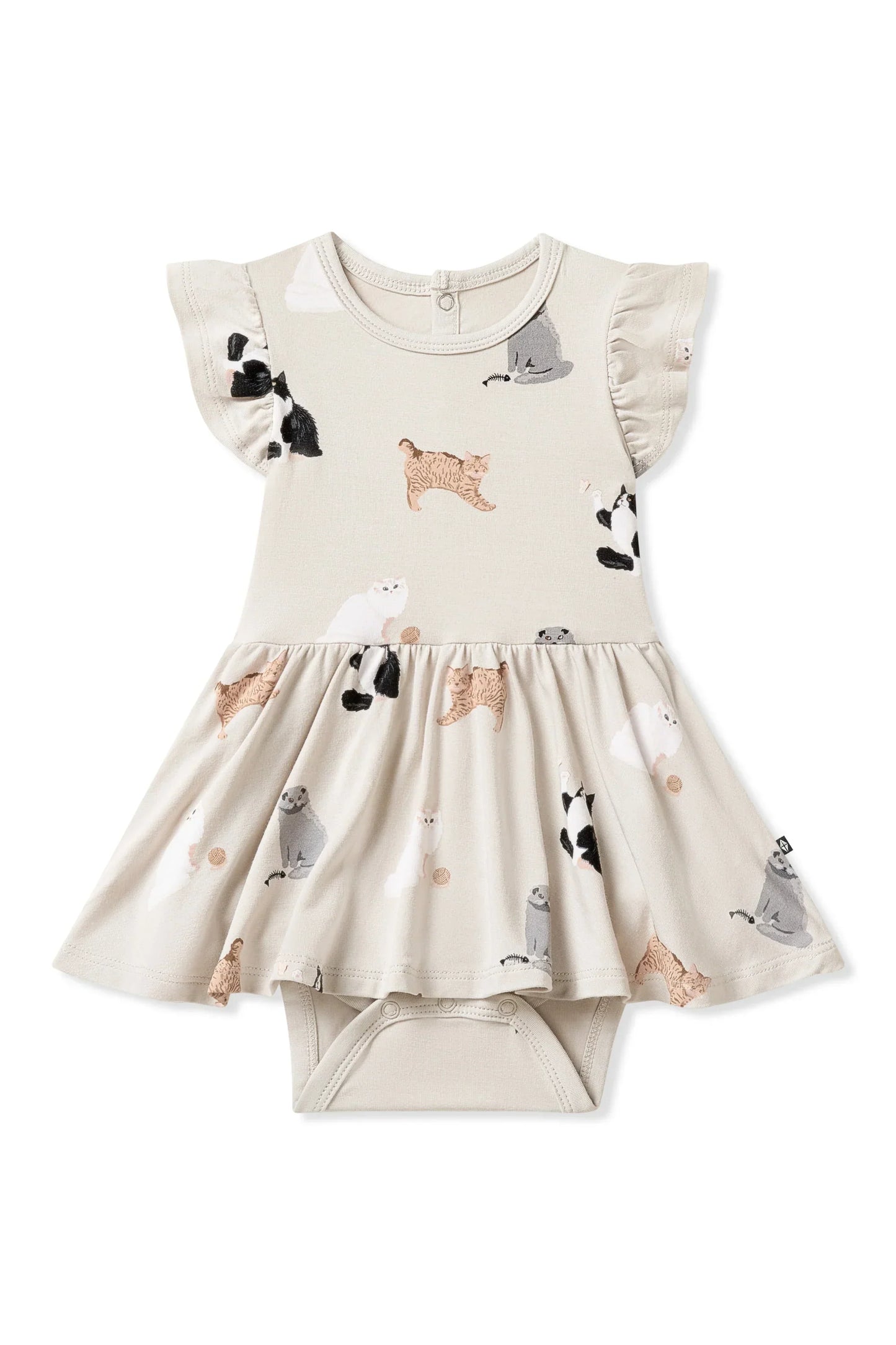 Twirl Bodysuit Dress in Fluffy Cat