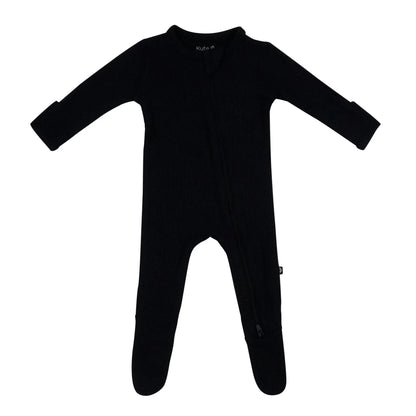 Ribbed Zipper Footie in Midnight