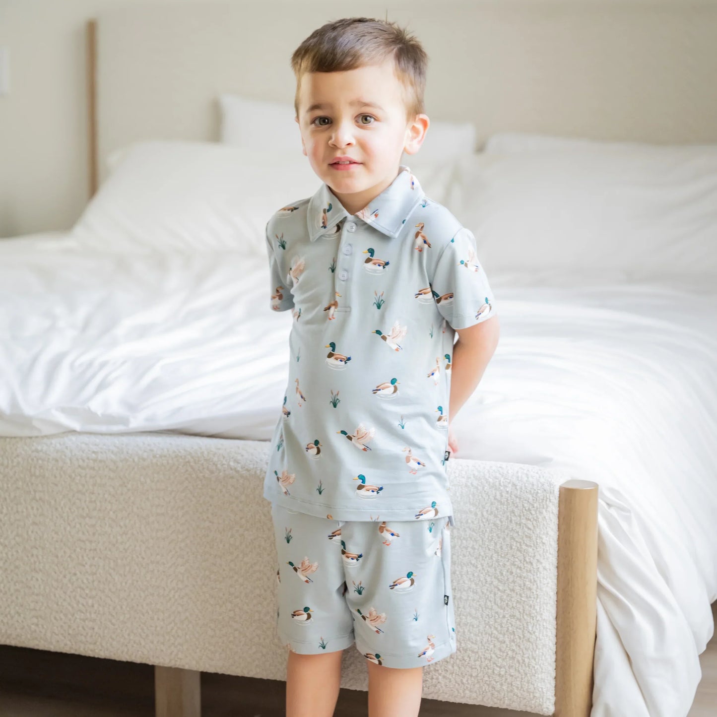 Toddler Short Sleeve Polo in Mallard Duck
