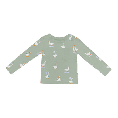 Long Sleeve Toddler Crew Neck Tee in Silly Goose