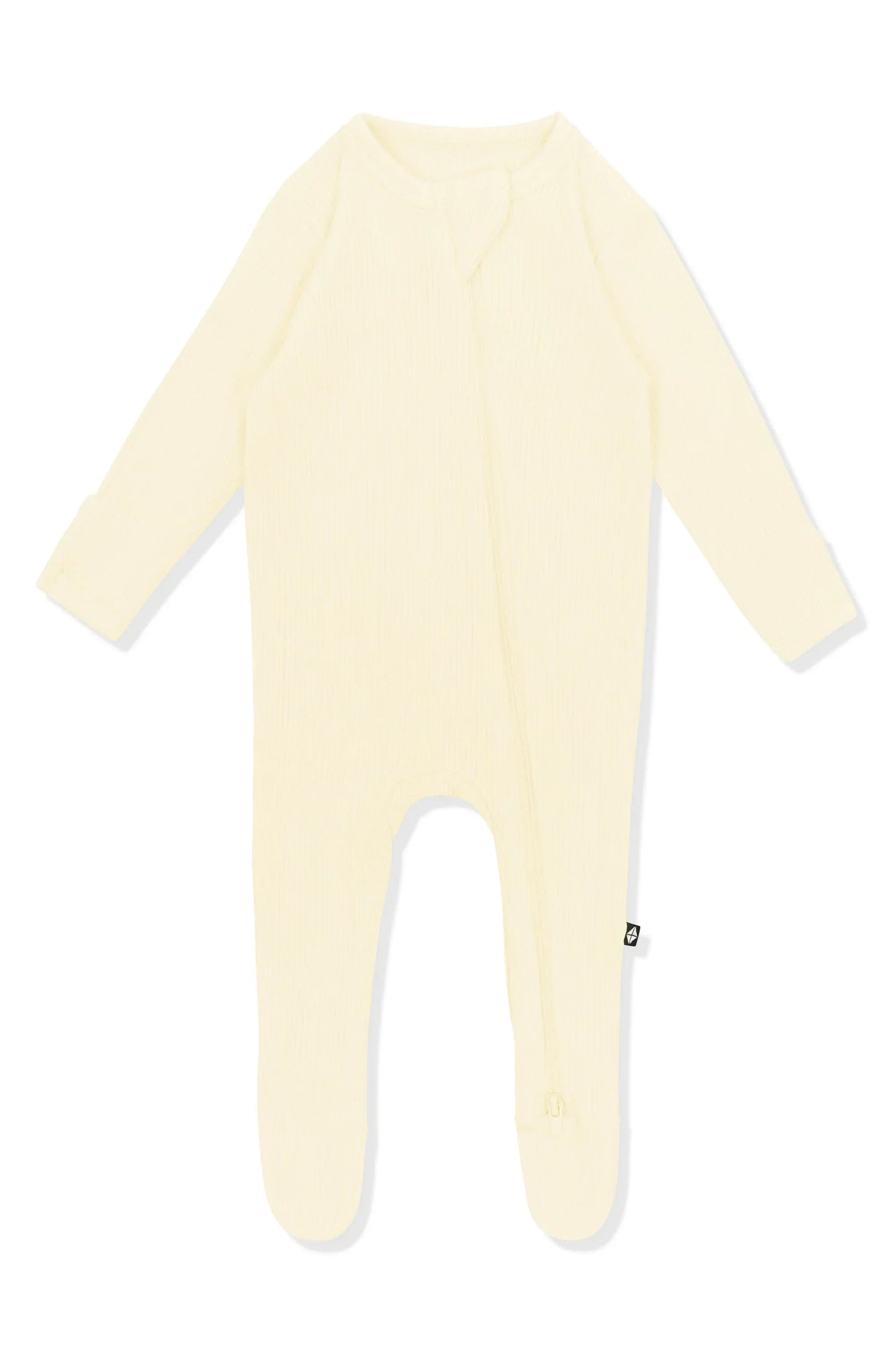 Ribbed Zipper Footie in Chamomile
