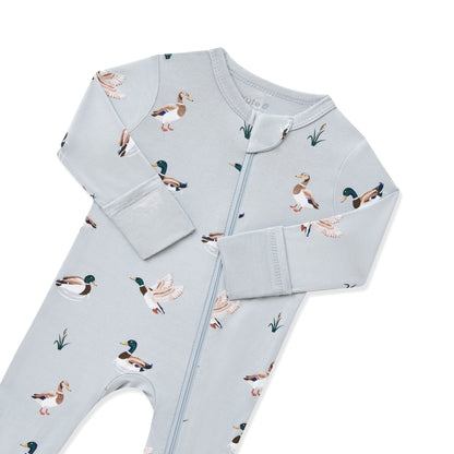 Zippered Romper in Mallard Duck