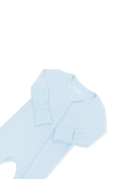 Ribbed Zipper Romper in Breeze