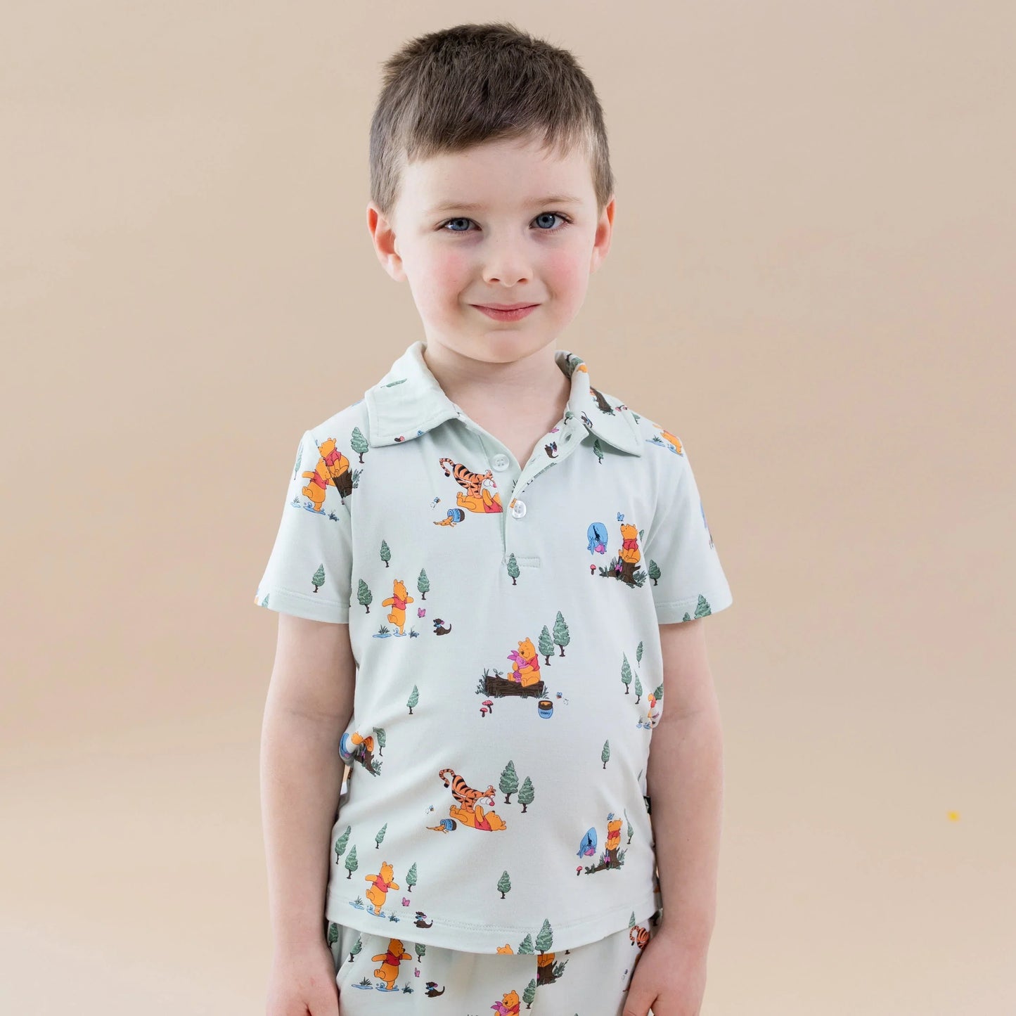 Toddler Short Sleeve Polo in Winnie the Pooh Hundred Acre Wood