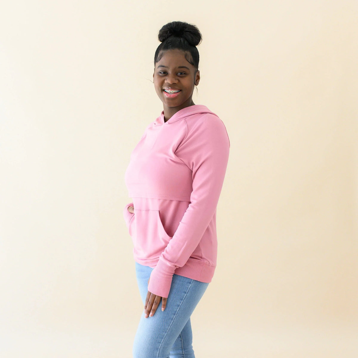 Women's French Terry Nursing Hoodie in Apple Blossom