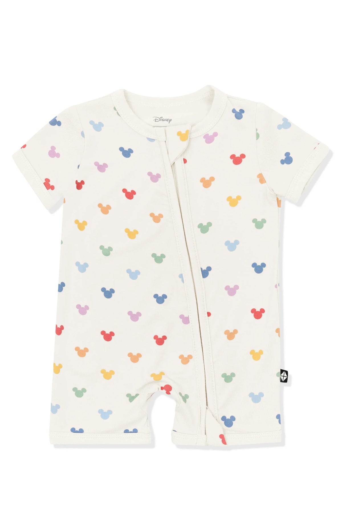 Zipper Shortall Romper in Pastel Mickey Mouse
