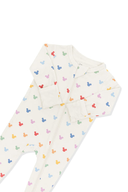Zippered Footie in Pastel Mickey Mouse