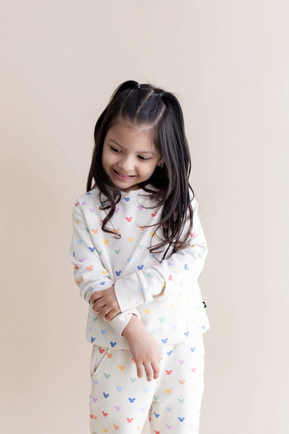 Long Sleeve Jogger Set in Pastel Mickey Mouse