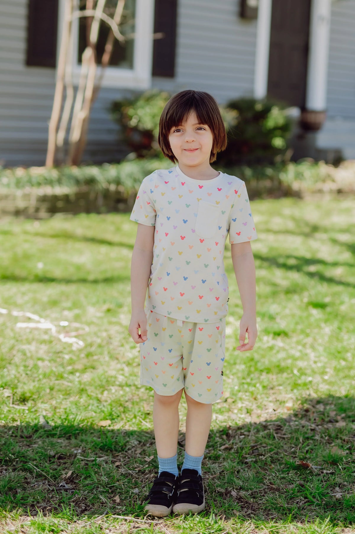 Toddler Crew Neck Tee in Pastel Mickey Mouse
