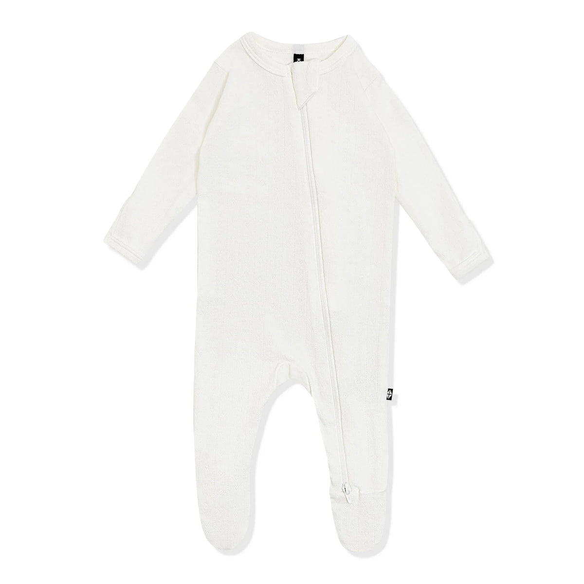 Pointelle Zippered Footie in Cloud