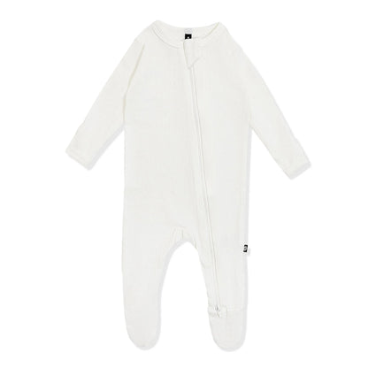 Pointelle Zippered Footie in Cloud