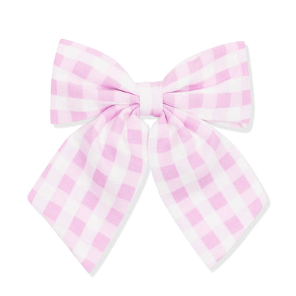 Large Alligator Clip Bow in Gingham Thistle