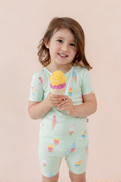 Short Sleeve Pajamas in Mint Ice Cream