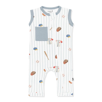 Zippered Sleeveless Romper in Home Run