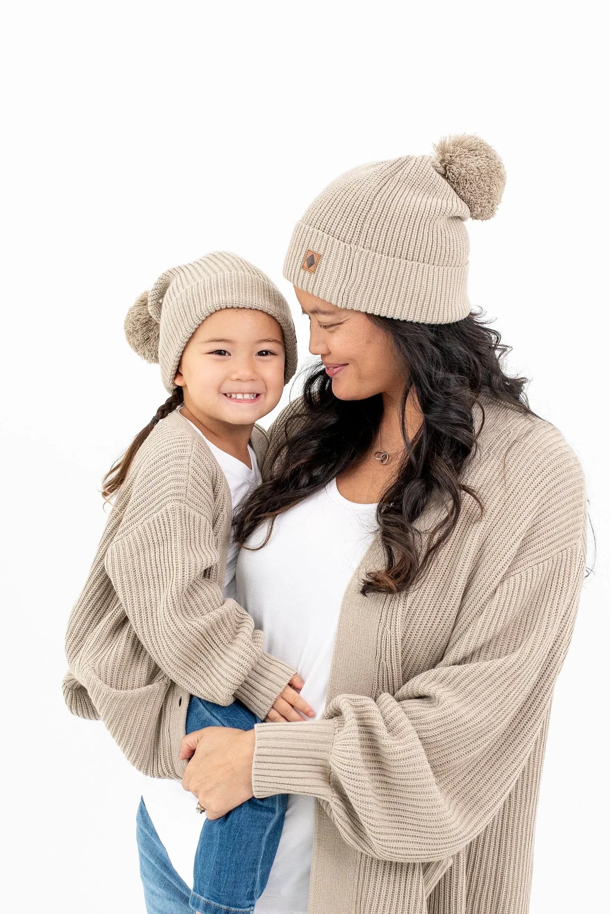 Chunky Knit Women's Oversized Cardigan in Almond