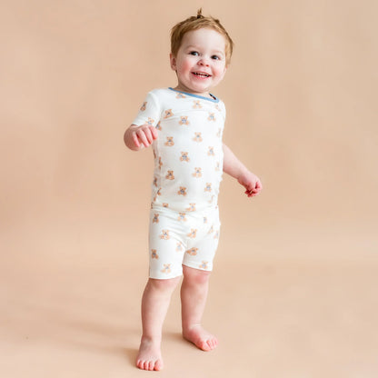 Short Sleeve Pajamas in Teddy Bear