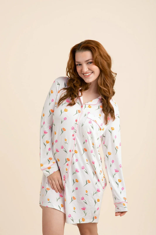 Long Sleeve Women’s Nightshirt in Tulip