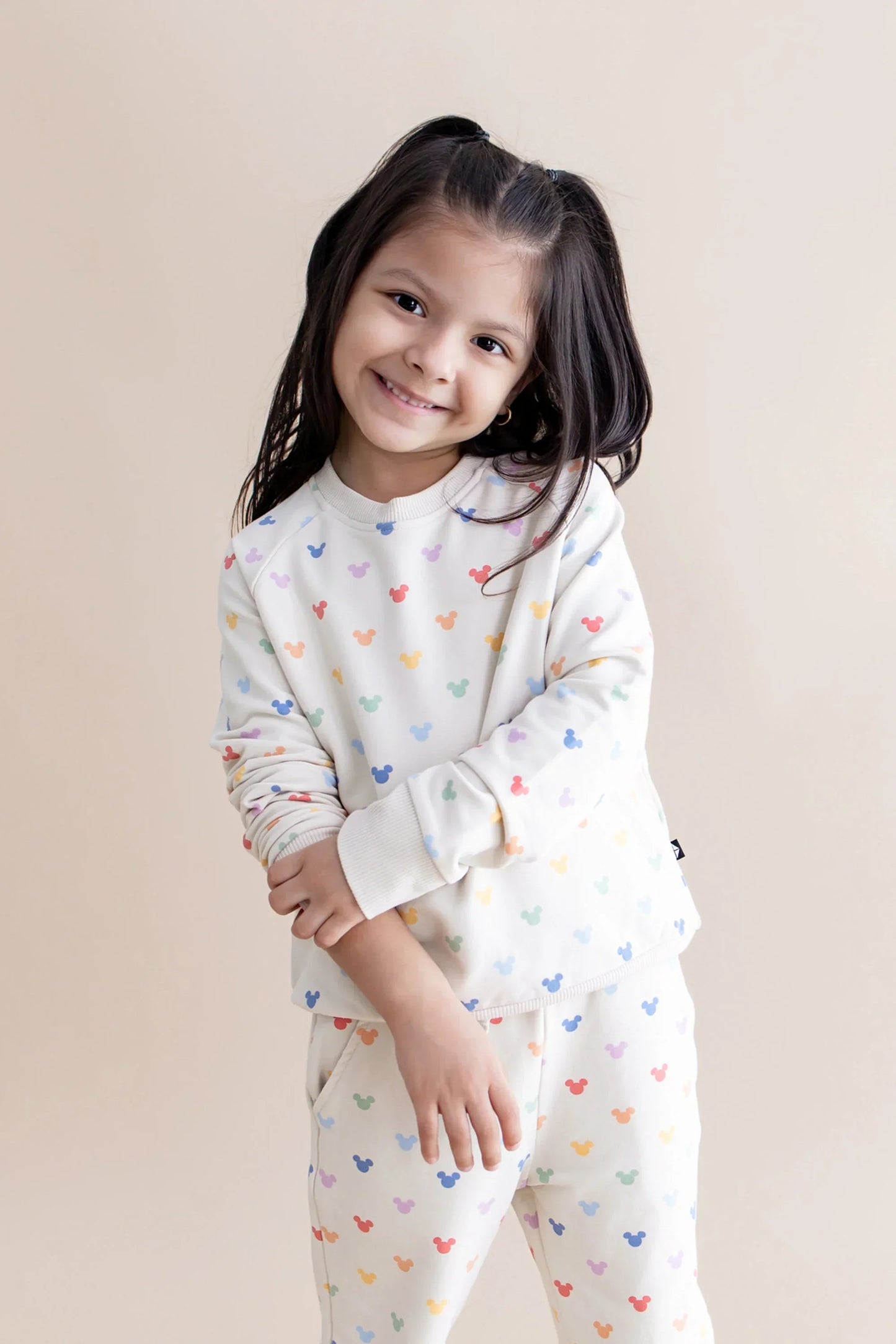Long Sleeve Jogger Set in Pastel Mickey Mouse