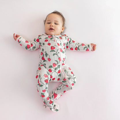 Zippered Footie in Strawberry Fields