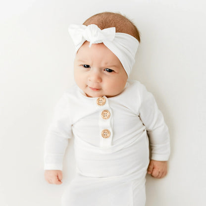 Knotted Gown with Bow Set in Cloud
