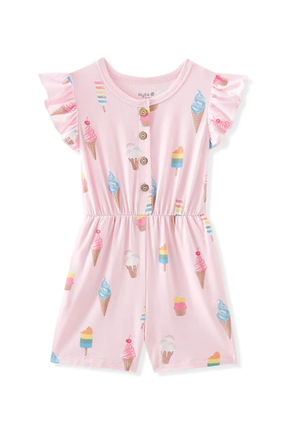 Flutter Sleeve Romper in Sakura Ice Cream