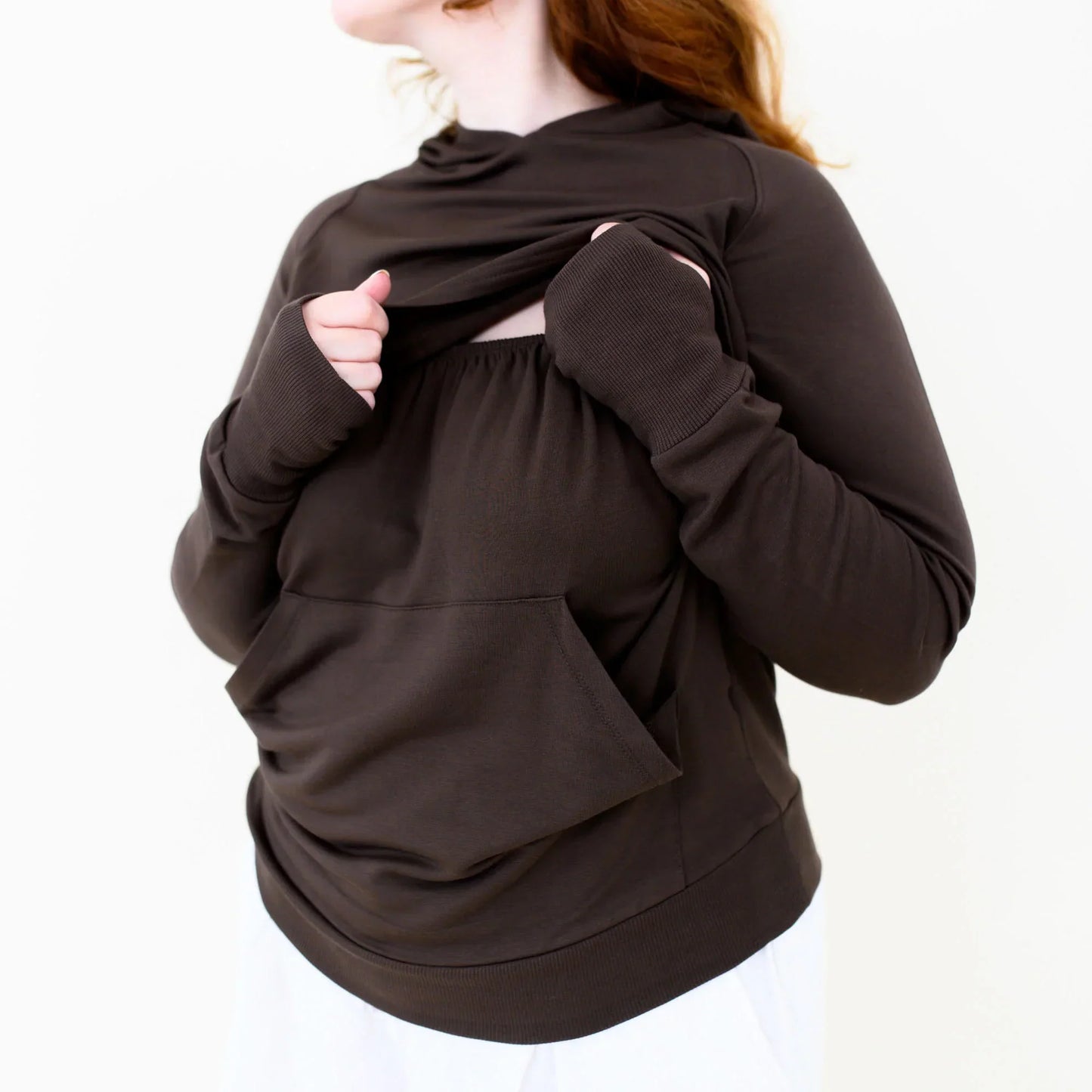 Women's French Terry Nursing Hoodie in Espresso