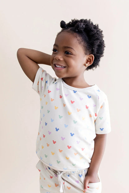 Short Sleeve Jogger Set in Pastel Mickey Mouse