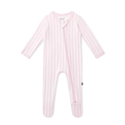 Zippered Footie in Small Sakura Stripe
