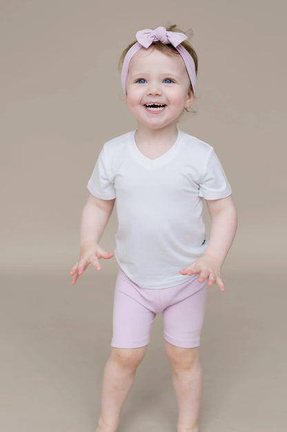 Ribbed Toddler Biker Shorts in Thistle