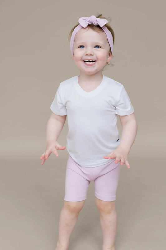 Ribbed Toddler Biker Shorts in Thistle