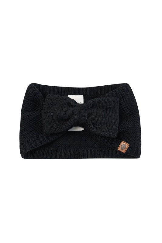 Chunky Knit Bow Headband in Midnight