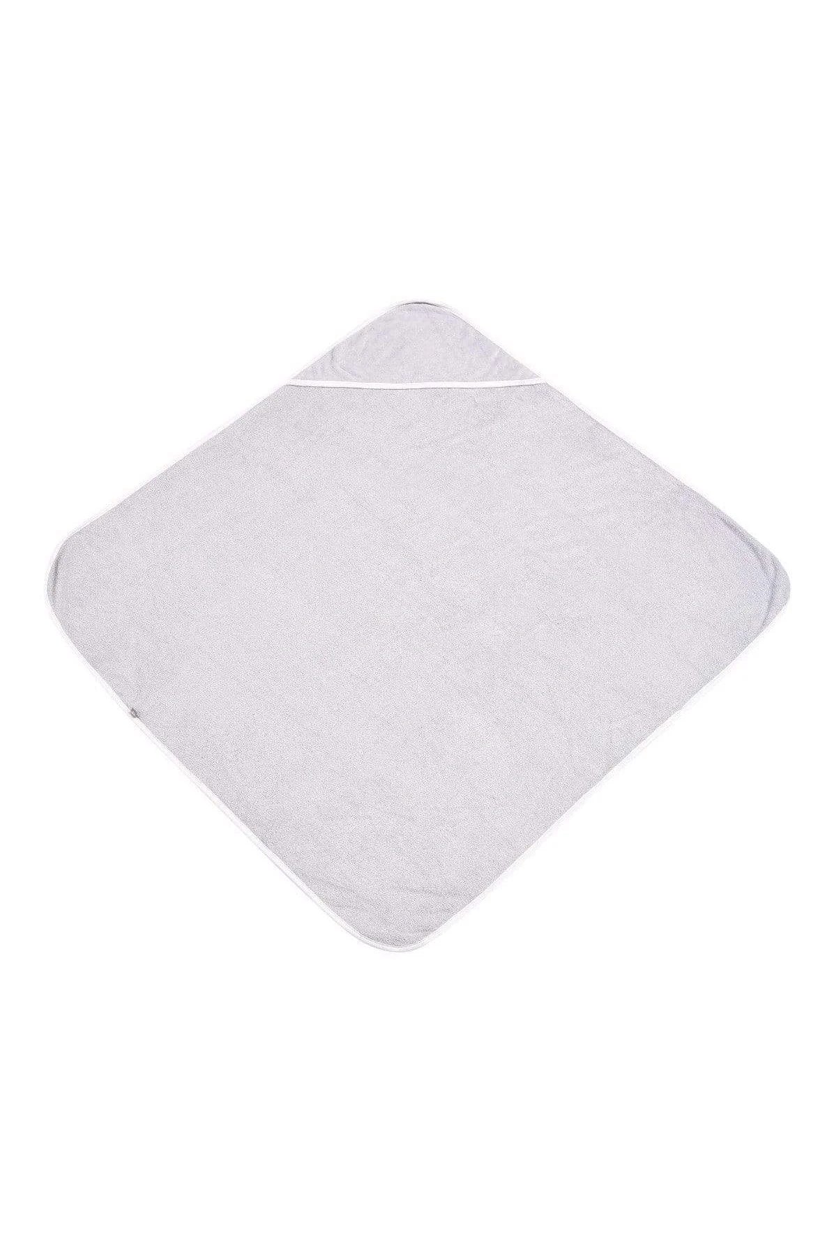 Hooded Bath Towel in Storm with Cloud Trim