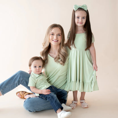 Toddler Short Sleeve Polo in Basil