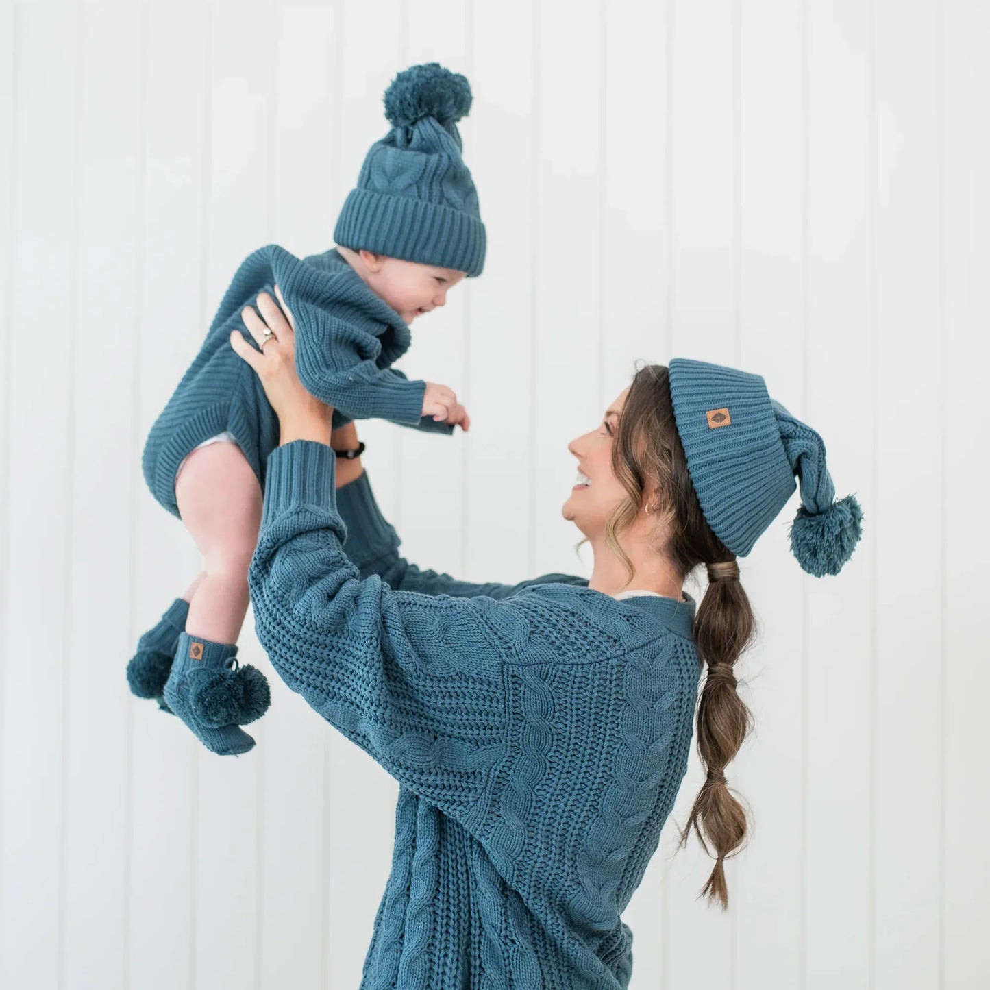 Chunky Knit Romper in Atlantic