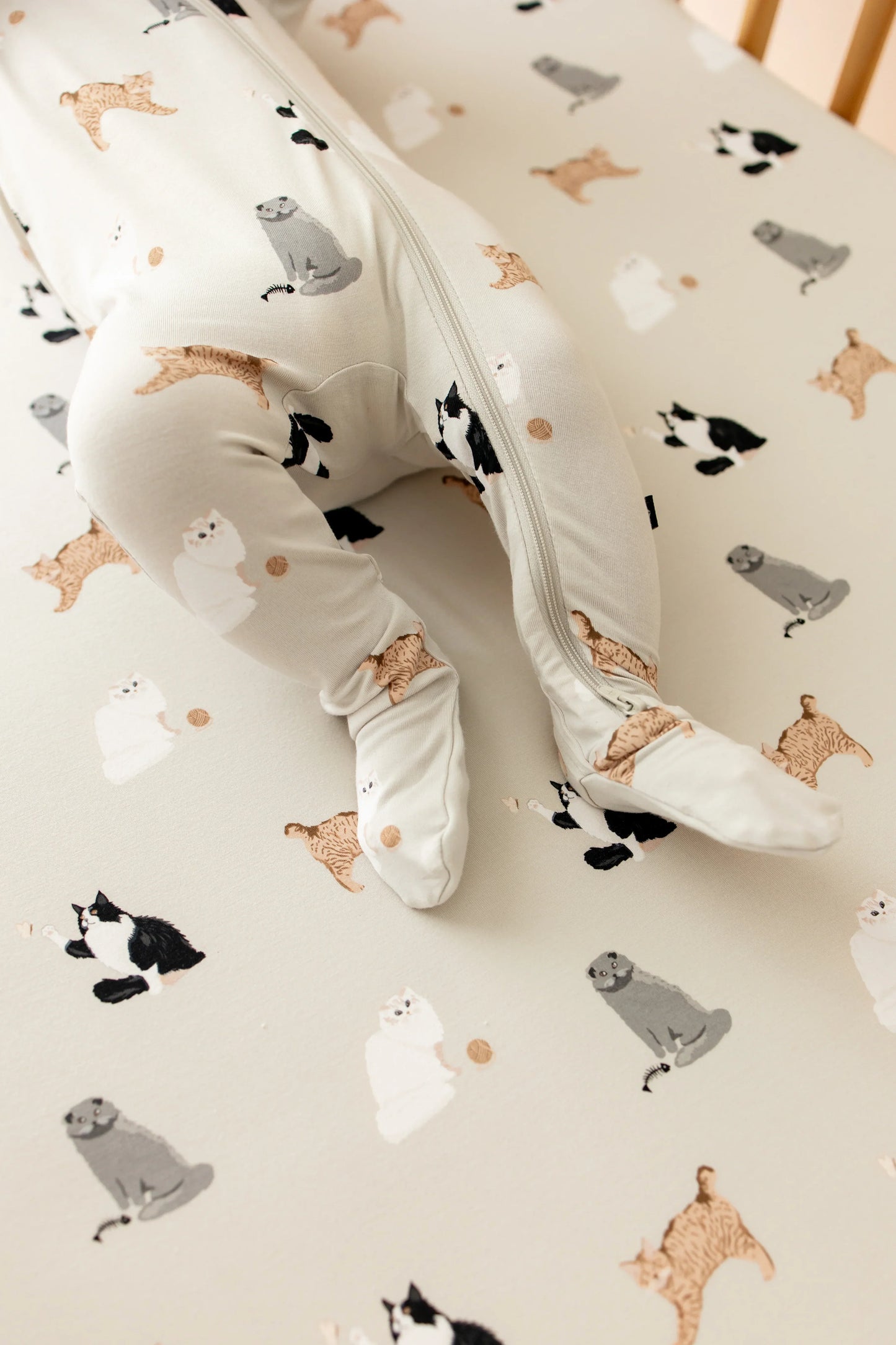 Zippered Footie in Fluffy Cat