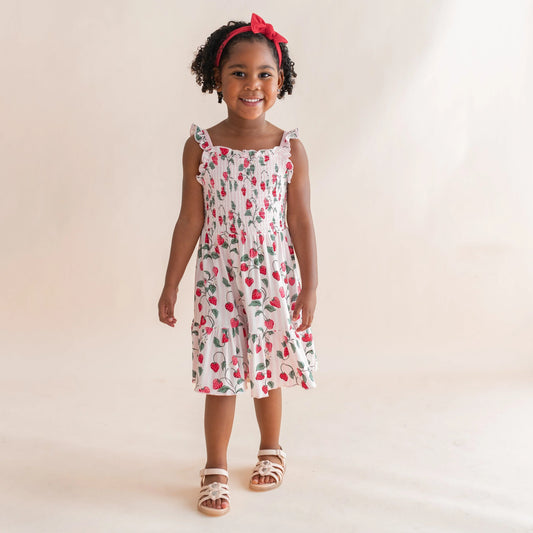 Smocked Dress in Strawberry Fields