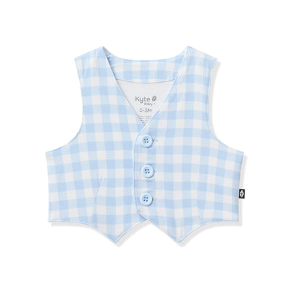 Tuxedo Vest in Gingham Breeze
