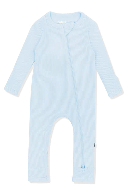 Ribbed Zipper Romper in Breeze
