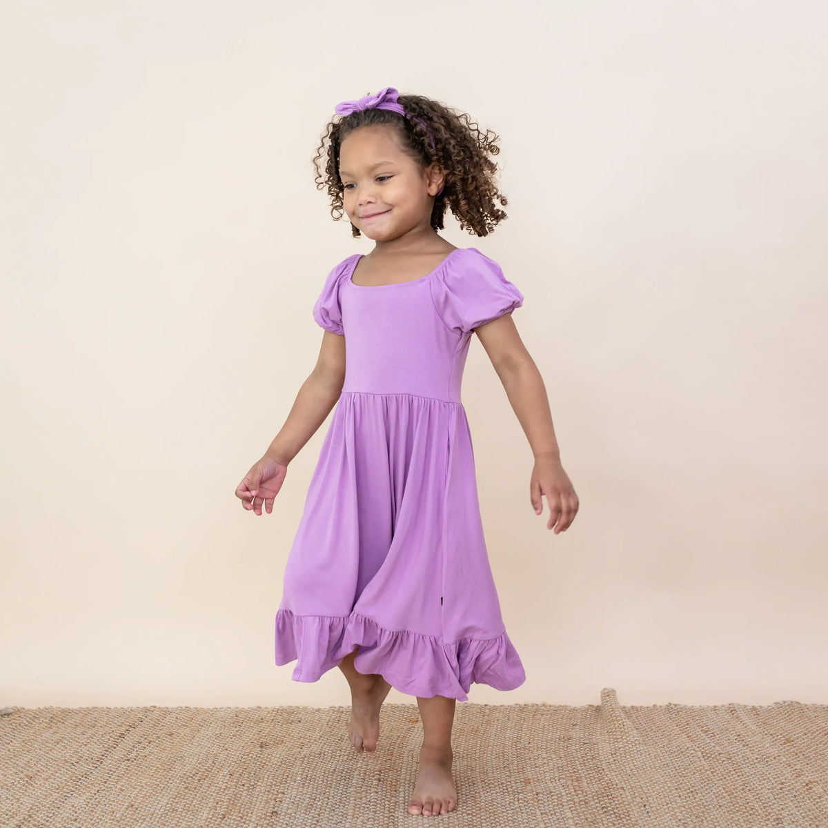 Puff Sleeve Twirl Dress in Poi