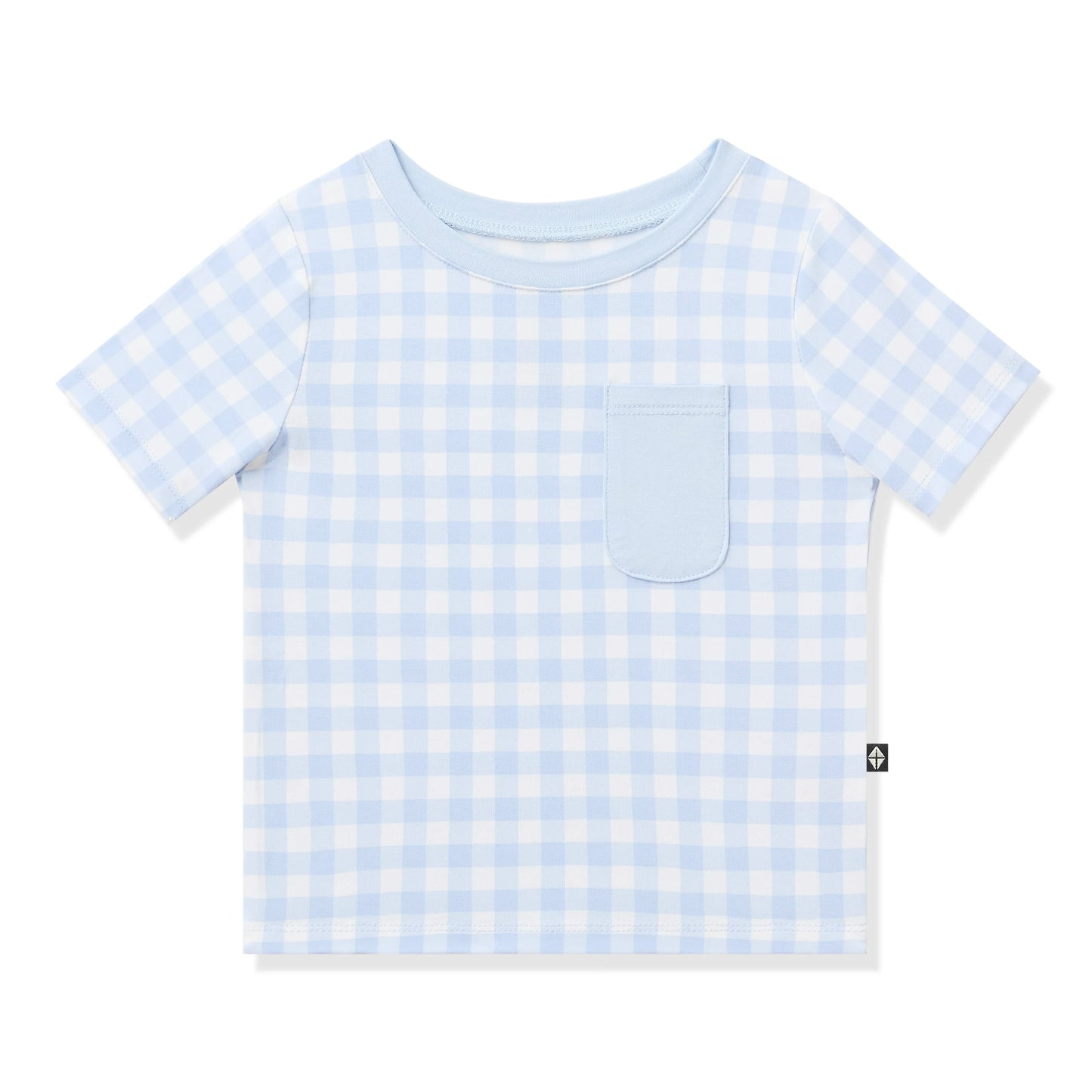 Toddler Crew Neck Tee in Gingham Breeze